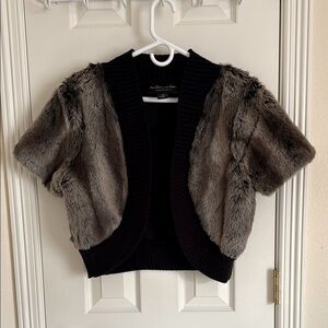 Faux Fur Short Sleeve Cardigan
